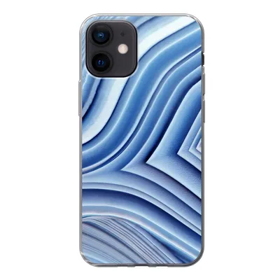 Produktbild von MuchoWow® Handyhülle Schutzhülle Hülle für iPhone 12 Natursteine - Muster - Blau Silikon Softcase Handy Hülle - Schutzhülle
