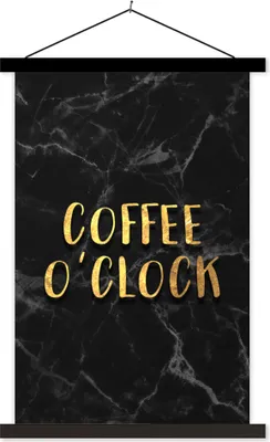 Produktbild von MuchoWow® Textilposter Zitat - Kaffee - Gold - Marmor 60x90 cm mit schwarzem Rahmen - Poster Wohnzimmer