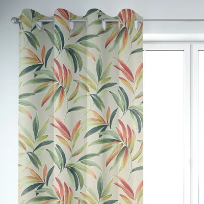 Produktbild von SCHÖNER LEBEN. Vorhang Blätter Zweige beige grün rot 245cm Aufhängung Ösen