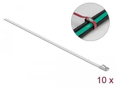 Produktbild von DELOCK Edelstahlkabelbinder L 200 x B 4,6 mm weiß 10 Stück