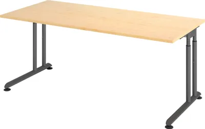 Produktbild von bümö Schreibtisch Serie-Z - Nachbildung Ahorn, Gestell: Graphit, Größe:  180 x 80 cm