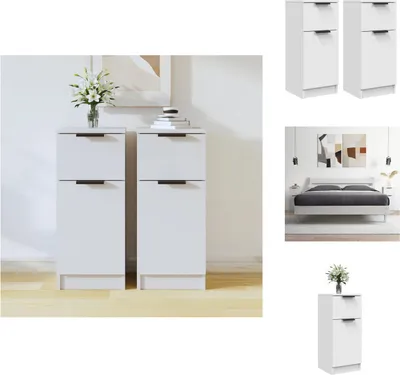 Zdjęcie produktu dla vidaXL Kredensy 2 szt. Biały 30x30x70 cm Materiał drewnopochodny - Kredensy