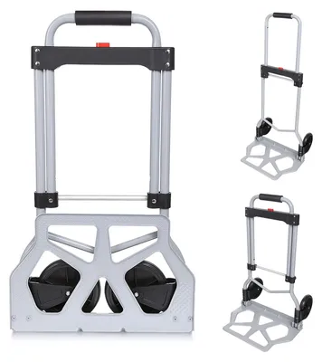 Zdjęcie produktu dla Składany Diabelski Obciążenie 100kg, 2 koła wózki z aluminiowym uchwytem teleskopowym, srebrny