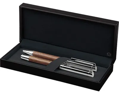 Schreibset Rollerball & Kugelschreiber, Metall, blau