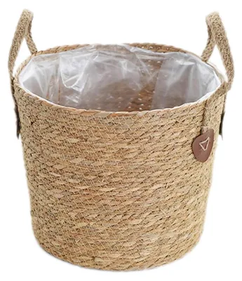 Immagine prodotto di Vaso per piante in vimini intrecciato con manico – Cesto artigianale per riporre giocattoli (piccolo)