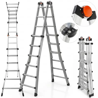 Zdjęcie produktu dla Drabina aluminiowa teleskopowa 6,75 m GIERRE 6x6 na schody przegubowa 150 kg