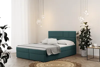 Produktbild von Boxspringbett Schlafzimmerbett CALVIN 160x200cm in Stoff Matt Velvet Flaschengrün