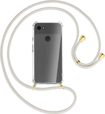 Produktbild von Handykette Backcover-Schutzhülle mit Band (Metall goldfarben) für Google Pixel 3a - broken white