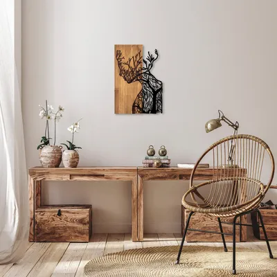 Produktbild von Wallity, Tree- SKL2305, Schwarz,,Nussbaumfarbe, Sonstige Wohndekorationen, 41 x 3 x 58 cm, 50% Holz (Dicke: 3 cm) / 50% Metall (Dicke: 1