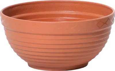 A terracotta-colored planter bowl is shown against a white background.