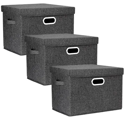 Image de Grande boîte de rangement avec couvercle, en tissu, pliable, lavable, 44 x 30 x 29 cm