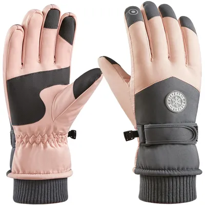 Produktbild von Damen Handschuhe Touchscreen Winterhandschuhe Wasserdicht Winddicht Thermohandschuhe für Skifahren Laufen Radfahren Wandern Outdoor, Grau