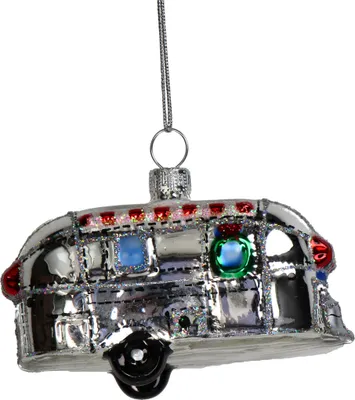 Produktbild von Christbaumschmuck 8,8cm Glas Wohnwagen Figur Silber / Grau
