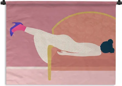 Produktbild von MuchoWow® Wandteppich Wandbehang Vintage - Frauen - Pastell 120x90 cm Tapisserie Dekoration Wandtuch - Wohnen - Aufhänger für die Wand