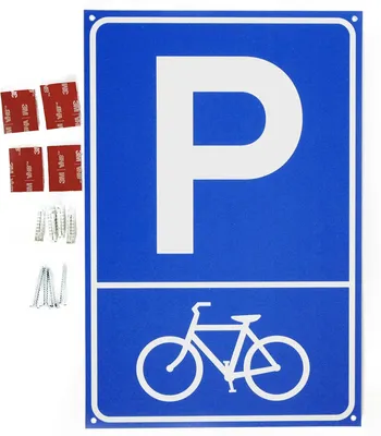 Obrázek produktu pro Značka pro parkování kol, s otvory, rozměry 20 x 30 cm, vyrobená z odolného materiálu, vhodná pro zahrady a stojany na kola