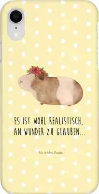 Produktbild von Mr. & Mrs. Panda Iphone XR Handyhülle Meerschweinchen Weisheit - Gelb Pastell - Geschenk, Handy Case, Premium Kunststoff, Spruch, Motivation, Wunderland, Realität