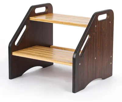 Zweistufiger Bambus-Hocker, rutschfest, 38 cm breit, 159 kg belastbar
