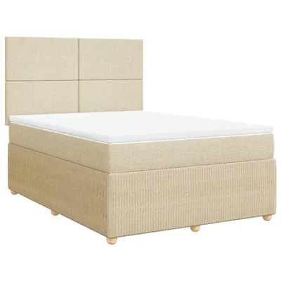 Image de Sommier à lattes de lit avec matelas Crème 160x200 cm Tissu