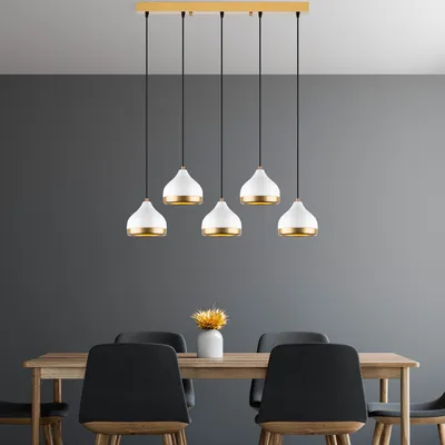 Produktbild von Opviq, Yildo - M-7012, Kronleuchter, Weiß, METALLKÖRPER, 90 x 17 x 25 - 111 cm