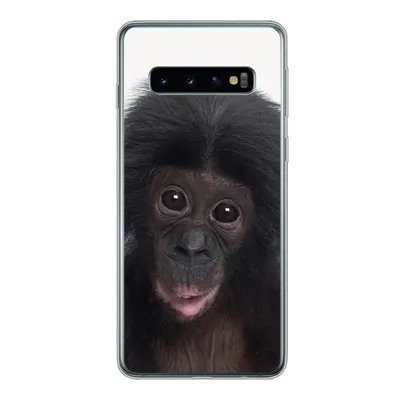 Produktbild von MuchoWow® Handyhülle Schutzhülle Hülle für Samsung Galaxy S10 Affe - Schimpanse - Porträt - Kinder - Jungen - Mädchen Silikon Softcase Handy Hülle - Handytasche