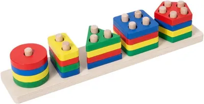 Immagine prodotto di Giocattoli in legno per ordinare e impilare, giocattoli Montessori dai 1 ai 3 anni, puzzle impilabile da 20 pezzi con colori e forme, puzzle educativi Montessori per la prima infanzia