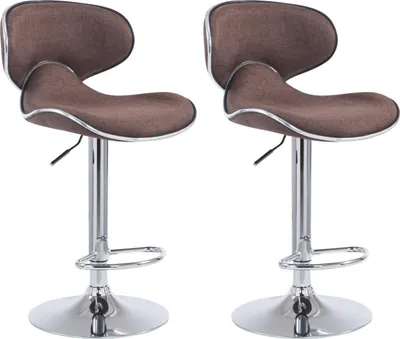Produktbild von CLP 2er Set Barhocker Las Vegas V2 Stoff mit Fußstütze braun Gestell Farbe chrom