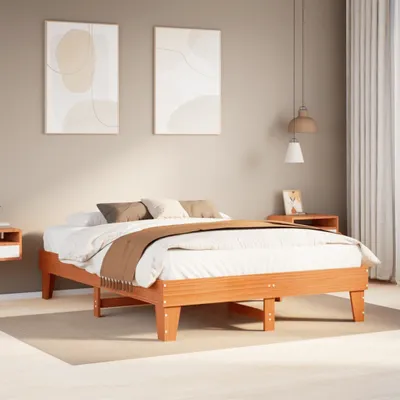 Obrázok produktu pre Maison Exclusive – masívna drevená posteľ bez matraca, voskovohnedá, 150 x 200 cm, borovicové drevo