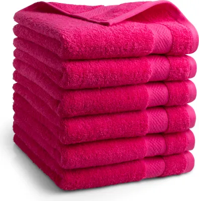 Produktbild von DoubleDry Premium Handtücher Set - 6 Stück 50 X 100 cm Baumwolle - 500 g/m² - Weich & Saugstark - Handtuch Badetuch badehandtücher für Bad und Dusche (Rosa)
