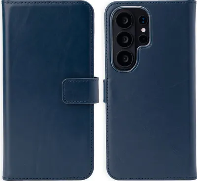 Productafbeelding van Selencia Echt Leren Bookcase voor de Samsung Galaxy S26 Ultra - Donkerblauw