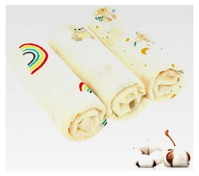 Produktbild von Mulltücher für Babys, 3 Stück 75 x 75 cm, Moltontücher aus 100% Baumwolle, weich, saugfähig und atmungsaktiv, zum Reinigen, Abwischen und Abdecken von Neugeborenen