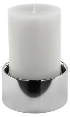 Produktbild von Fink SOBRIO, Stumpenkerzenhalter, Edelstahl , silberfarben, L. 10 cm, B. 10 cm, H. 5 cm, D. 10 cm 127210