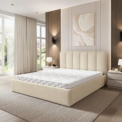 Produktbild von Masseno Polsterbett NEMIS 160x200 cm, Polsterbett mit Bettkästen -Creme, QUELLE 02