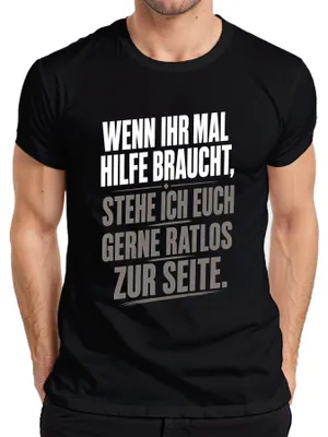 Productafbeelding van Als u ooit hulp nodig heeft, sta ik voor u. Statement, sarcastisch heren T-shirt, zwart, maat M