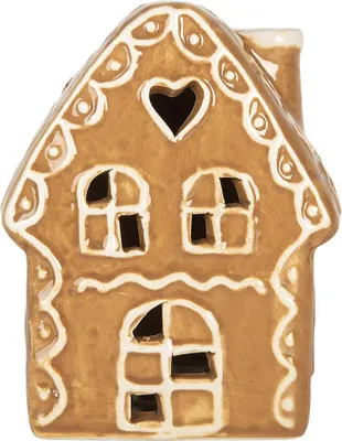 Produktbild von Clayre & Eef Lebkuchenhaus mit LED 8x6x11 cm Braun Keramik