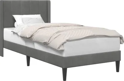 Produktbild von vidaXL Bettrahmen mit Kopfteil Dunkelgrau 90 x 200 cm Samt
