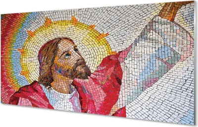 Produktbild von Glasbilder 100x50 Wandkunst Mosaik Jesus