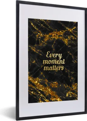Produktbild von MuchoWow® Gerahmtes Poster Zitate - Gold - Glitter - Marmor 40x60 cm - Poster mit Schwarzem Bilderrahmen Wandposter Rahmen Foto Bilder - Poster in Rahmen