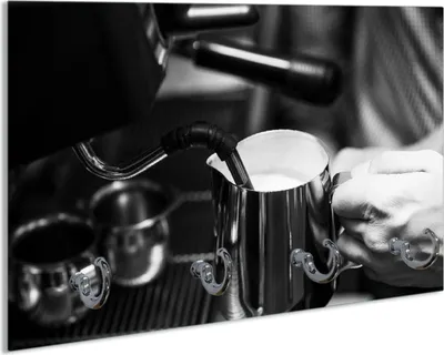 Produktbild von Wallario Schlüsselbrett aus Glas, Motiv: Barista - Einblick in ein Café, 30 x 20 cm mit 4 Haken