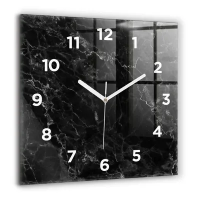 Produktbild von Wallfluent Große Wanduhr – Stilles Quarzuhrwerk - Uhr Dekoration Wohnzimmer Schlafzimmer Küche - Zifferblatt - weiße Zeiger - 60 cm - Dunkler Marmor
