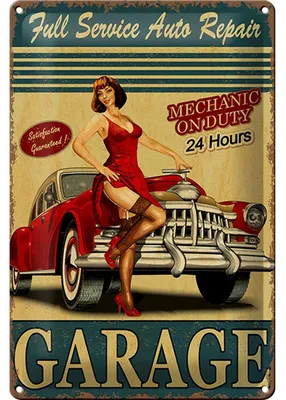 Produktbild von Blechschild Pinup 20x30cm Garage Full Service Auto Repair