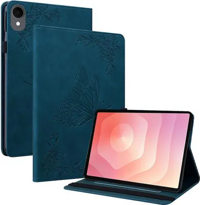 Image de Étui en similicuir à motif papillon pour Samsung Galaxy Tab S11, bleu