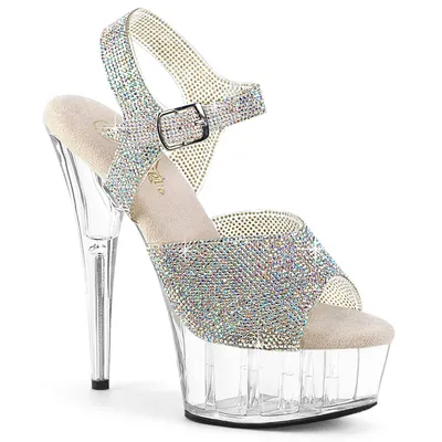 Produktbild von DELIGHT-608N-RS Damen Sandale von Pleaser, Silber EU 36, US 6