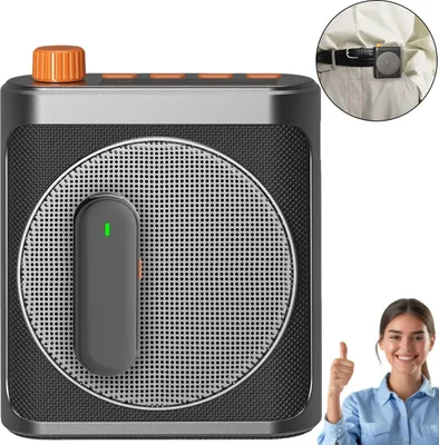 Produktbild von Magnetischer drahtloser Lavalier-Mikrofonverstärker, Bluetooth-Lautsprecher mit 2 Lavalier-Mikrofonen, geeignet für Klassenzimmer/Besprechungen.