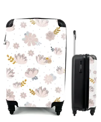 Obrázok produktu pre Kufrík Ručná batožina na kolieskach Malý cestovný kufor so 4 kolieskami Dizajn - Kvety - listy - Veľkosť kabíny < 55x40x23 cm & 55x40x20 cm - Foto