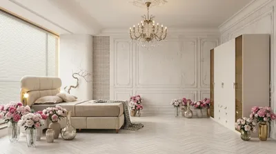 Immagine prodotto di Set completo per camera da letto elegante, in legno bianco e metallo, composto da armadio e letto