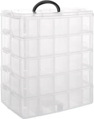 Productafbeelding van Kunststof opbergbox met 5 compartimenten - Stapelbaar - Sorteerbox - 24,5 x 16,5 x 30,2 cm