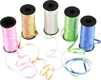 Produktbild von Naler Geschenkband 5 Farben Ringelband Deko Band Ballonverschlüsse 5 Rollen