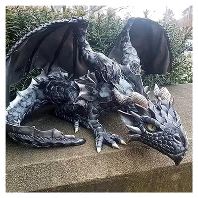Produktbild von Große hockende Drachenskulptur als Drachenwächter für den Garten