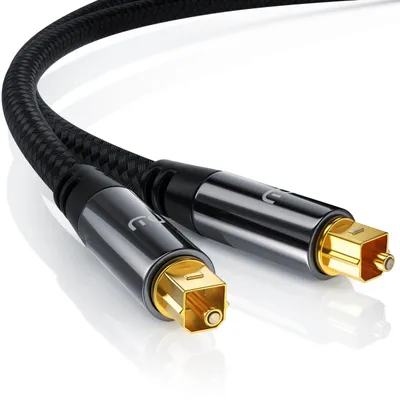 Produktbild von Primewire Toslink Kabel 10 m mit Nylonmantel und Vollmetallsteckern, optische S/PDIF Verbindung für Soundbar, AV-Receiver und Heimkino, für Dolby Digital und DTS, schwarz