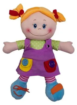 Produktbild von Stoffpuppe im lila Kleid – Askato